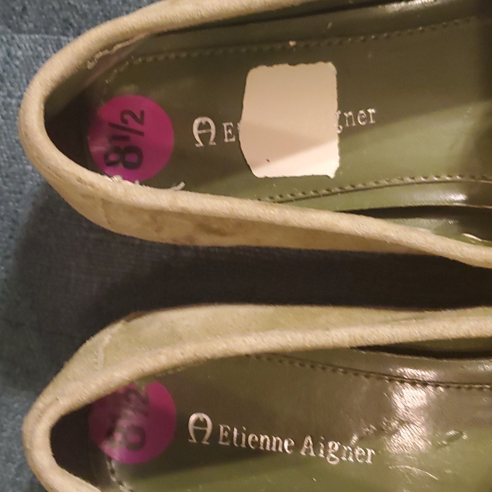 Etienne Aigner Suede Loafers; Sage Green; 8.5 - Picture 2 of 6